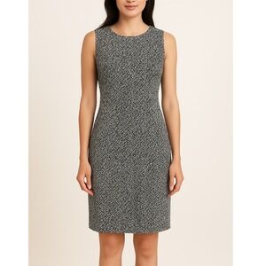 Lands' End Tweed Sleeveless Career Sheath Dress‎ Black White Women's 12P Petite
